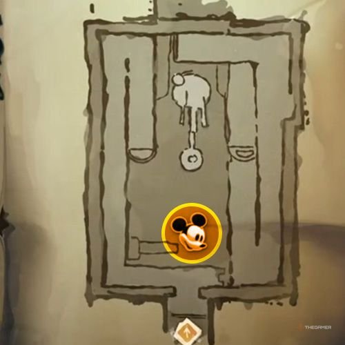 Every Pin And Where To Find Them In Epic Mickey: Rebrushed 5 An orange circle shows the location of Special Pin no 1 on map in Disney Epic Mickey - Rebrushed