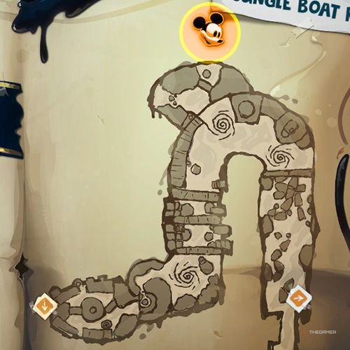 Every Pin And Where To Find Them In Epic Mickey: Rebrushed 9 An orange circle shows the location of Bronze Pin no 2on map in Disney Epic Mickey - Rebrushed