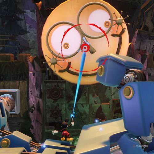 Every Pin And Where To Find Them In Epic Mickey: Rebrushed 24 Mickey uses paint to Clock Tower's boss face in Disney Epic Mickey - Rebrushed