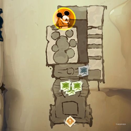 Every Pin And Where To Find Them In Epic Mickey: Rebrushed 51 An orange circle shows the location of Gold Pin no 6 on map in Disney Epic Mickey - Rebrushed
