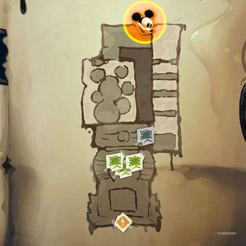 Every Pin And Where To Find Them In Epic Mickey: Rebrushed 53 An orange circle shows the location of Silver Pin no 7 on map in Disney Epic Mickey - Rebrushed