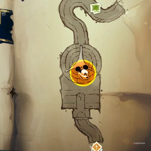 Every Pin And Where To Find Them In Epic Mickey: Rebrushed 73 An orange circle shows the location of Special Pin no 10 on map in Disney Epic Mickey - Rebrushed