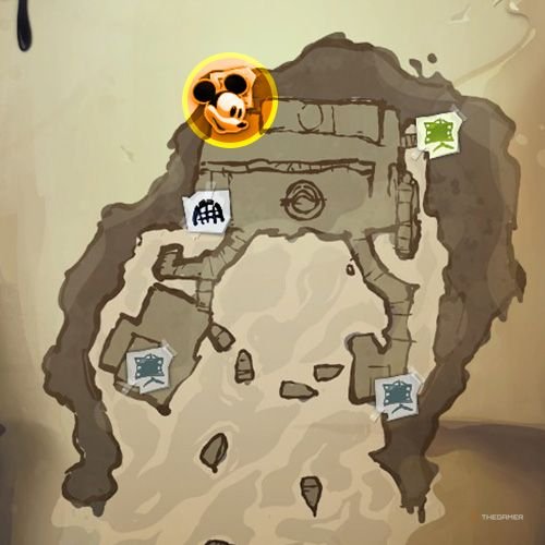 Every Pin And Where To Find Them In Epic Mickey: Rebrushed 121 An orange circle shows the location of Special Pin no 21 location on map in Disney Epic Mickey - Rebrushed