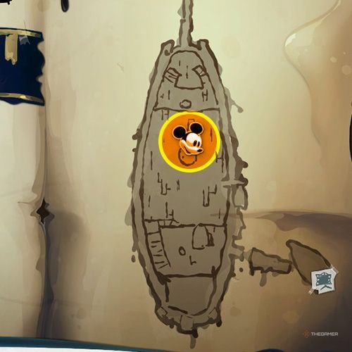 Every Pin And Where To Find Them In Epic Mickey: Rebrushed 137 An orange circle shows the location of Special Pin no 23 location on map in Disney Epic Mickey - Rebrushed