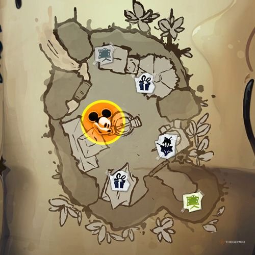 Every Pin And Where To Find Them In Epic Mickey: Rebrushed 151 An orange circle shows the location of Special Pin no 27 location on map in Disney Epic Mickey - Rebrushed