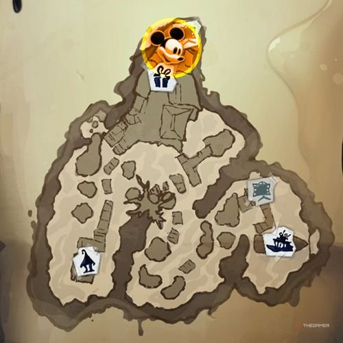 Every Pin And Where To Find Them In Epic Mickey: Rebrushed 191 An orange circle shows the location of Special Pin no 32 location on map in Disney Epic Mickey - Rebrushed