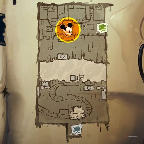 Every Pin And Where To Find Them In Epic Mickey: Rebrushed 185 An orange circle shows the location of Special Pin no 31 location on map in Disney Epic Mickey - Rebrushed