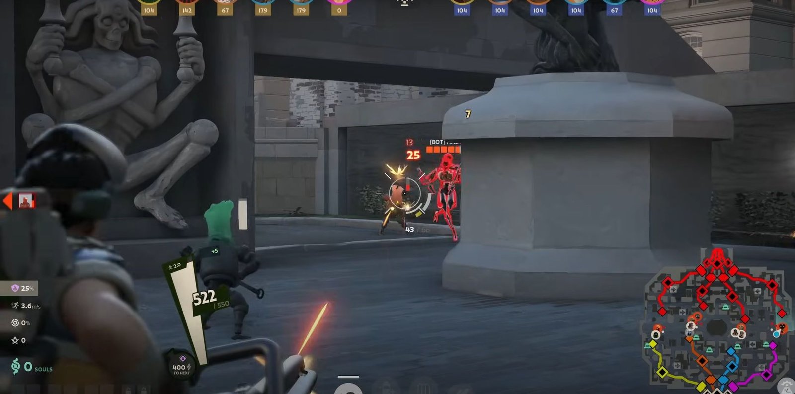 deadlock gameplay showing a character shooting at opponents in a city