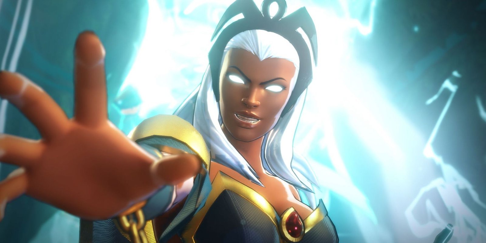 Marvel Ultimate Alliance 3 The Black Order Screenshot Of Storm With Lightning Behind Her