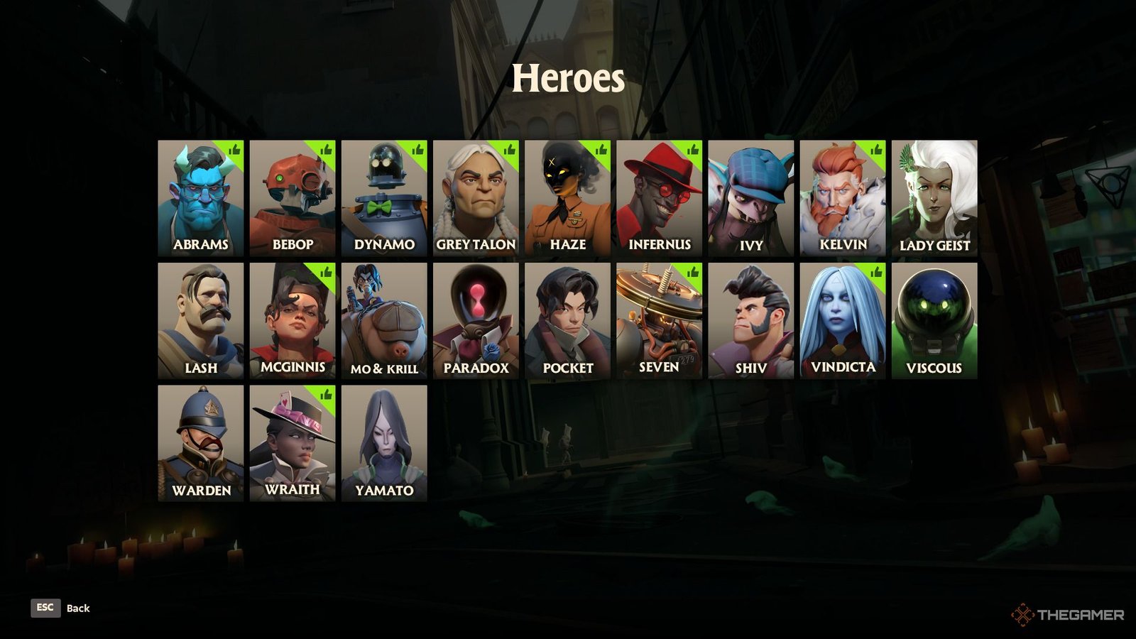 Heroes in the selection menu in Deadlock.