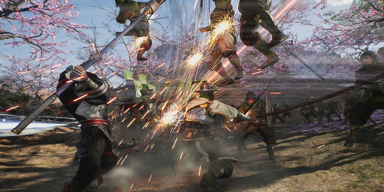 Dynasty Warriors Origins Protagonist Swiping a group of enemies