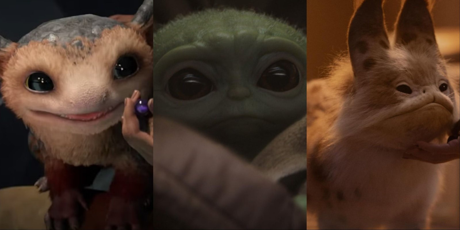 The Best Droids In Star Wars 1 Three-image collage of the Merqaal character Nix in Star Wars Outlaws, Grogu from The Mandalorian, and Sabine's pet Loth-cat Murley in Ahsoka.