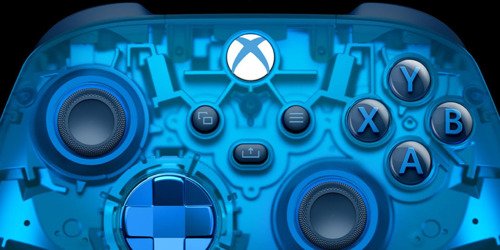 Fortnite's SE PowerA Xbox Controller Comes With A Rare Toothpick Pickaxe 4 xbox series x|s sky cipher transparent blue controller