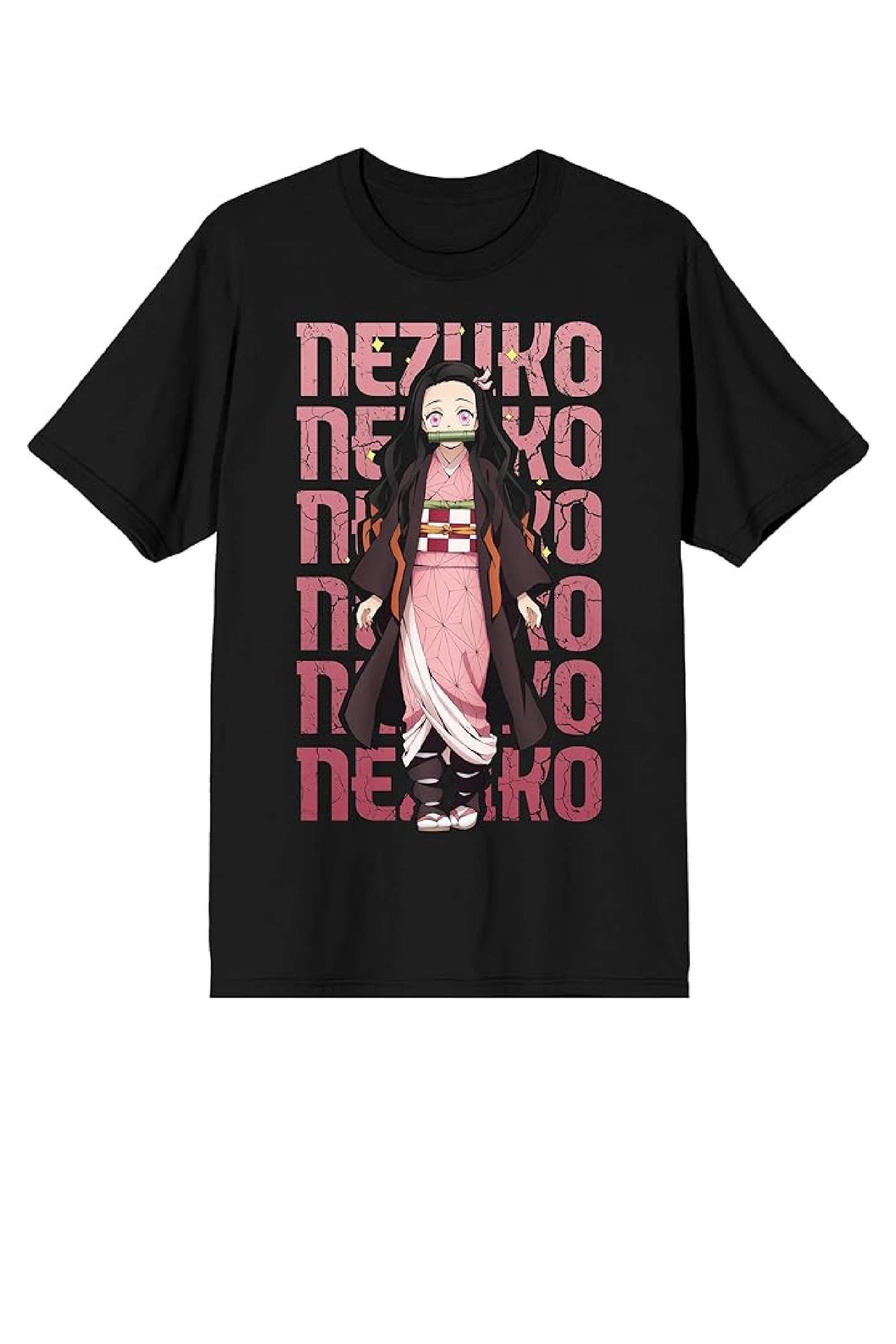 Must-Buy Demon Slayer T-Shirts In 2024 5 Demon Slayer Nezuko Repeat Text Short Sleeve Black T-Shirt