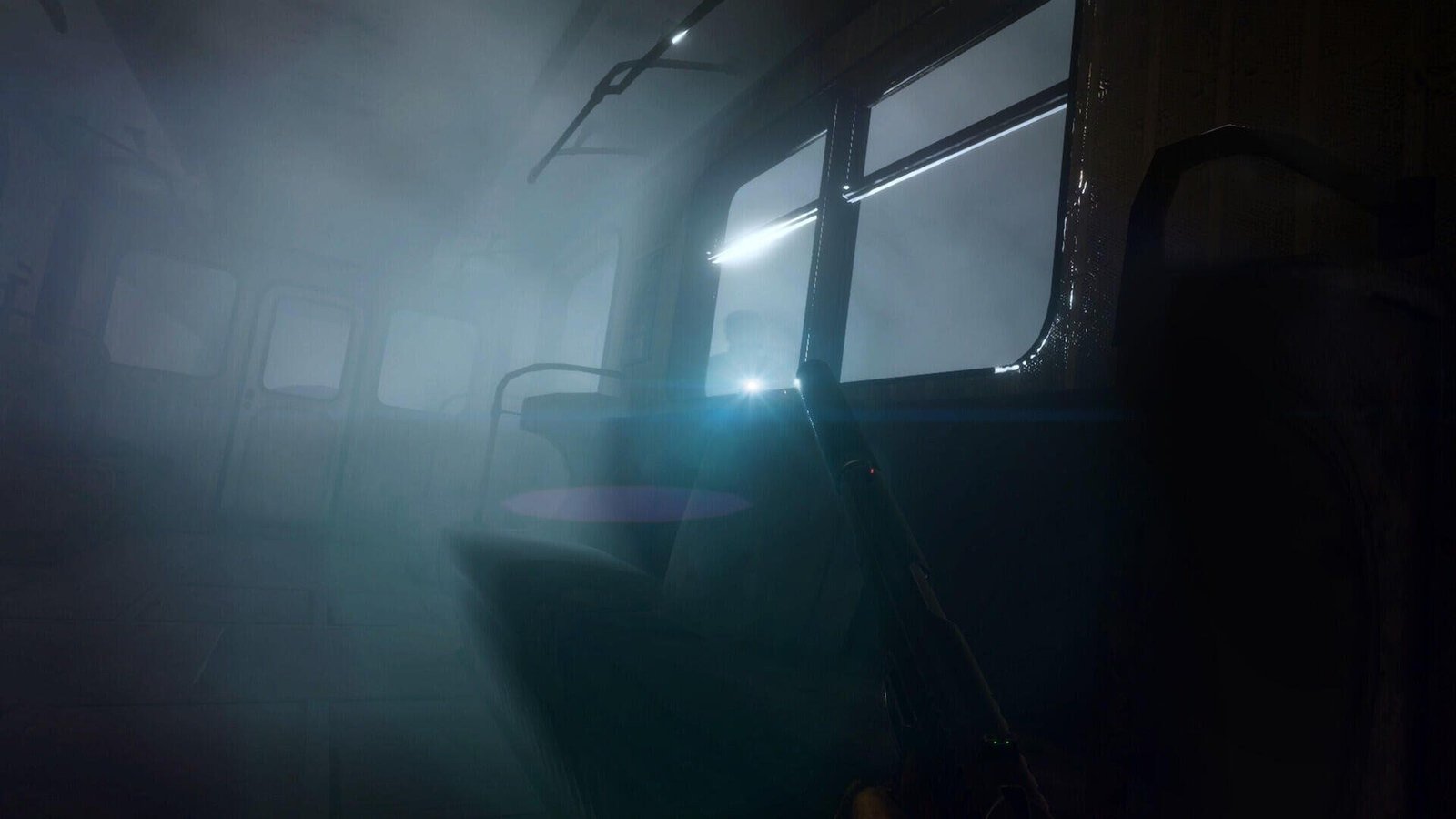 The player hides from some torch wielding enemies in Metro Awakening. 