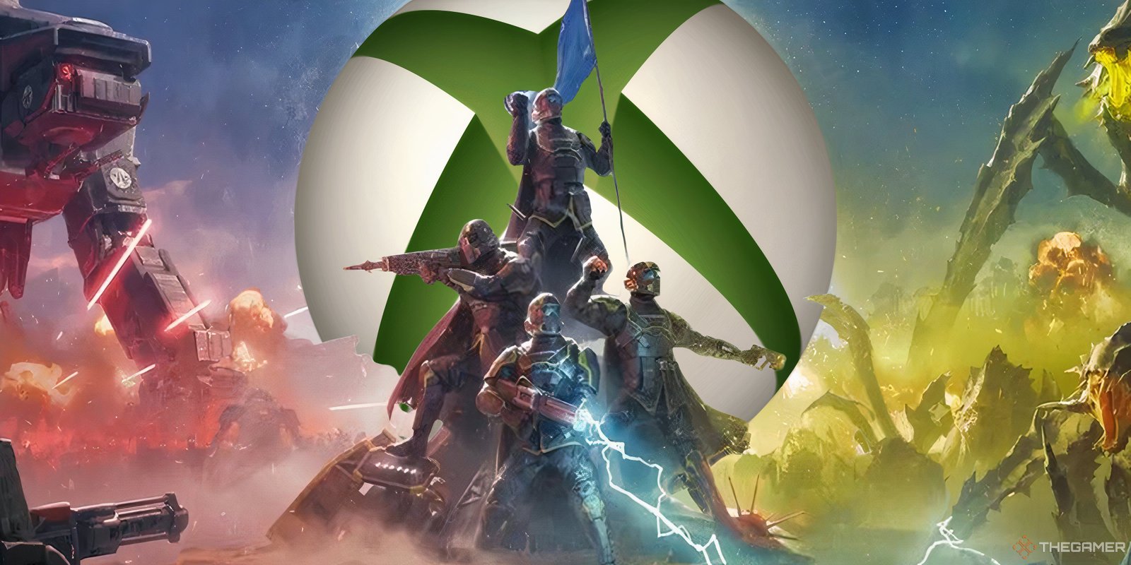 Best PS5 And PS4 Games To Give PlayStation Owners As Gifts 9 helldivers planting a flag with an xbox logo behind them