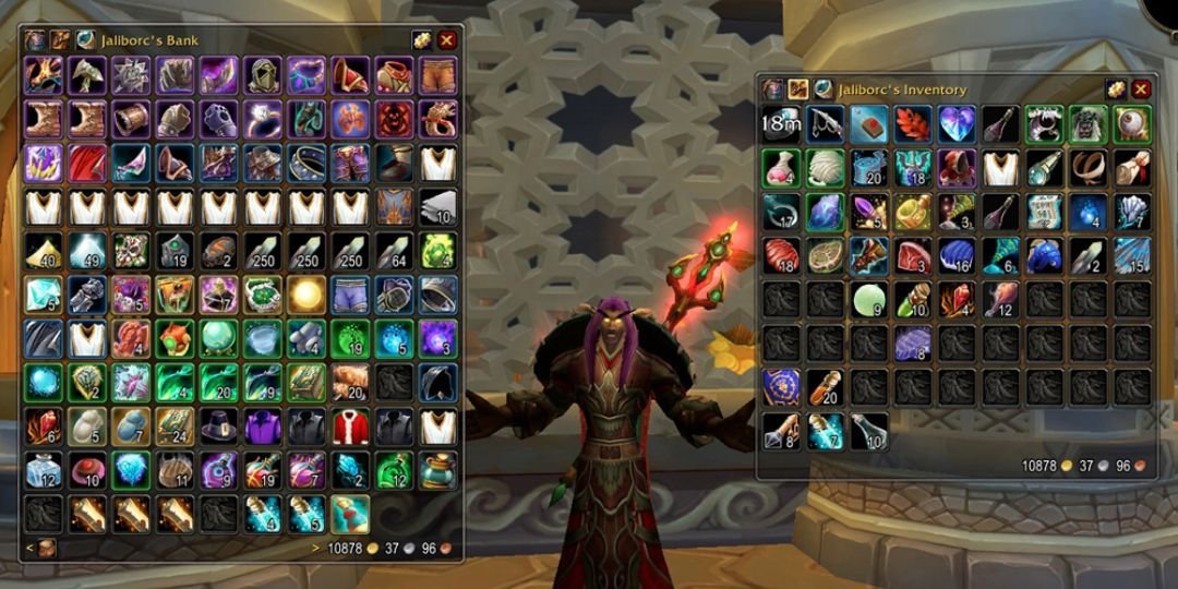 The Best Add Ons For World Of Warcraft: The War Within 8 The Bagnon Addon from World of Warcraft is shown.