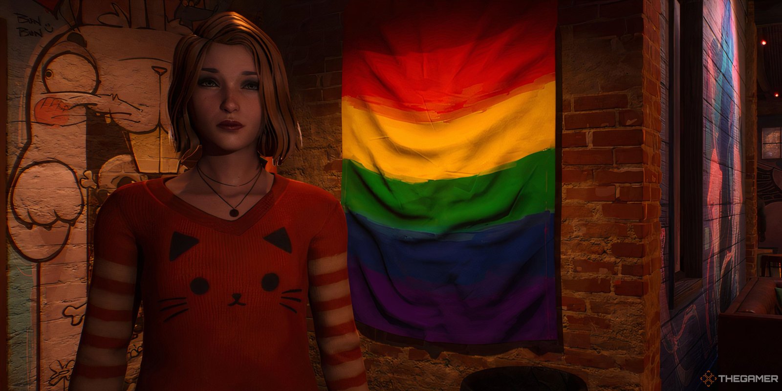 Double Exposure Is A Reminder That There’s No Other Series Like Life Is Strange 1 Max Caulfield in front of Pride flag in Life is Strange
