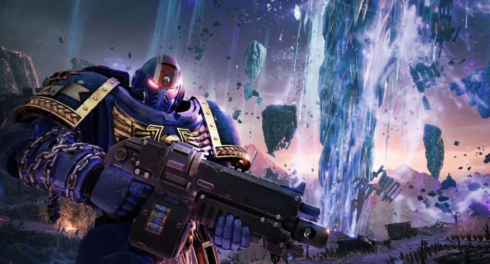 An Image of a Space Marine looking at the camera.