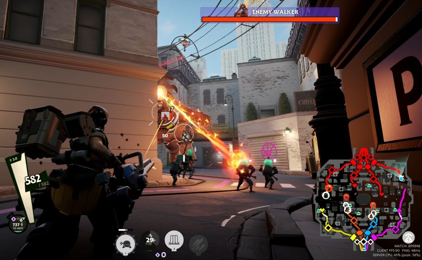 deadlock gameplay showing characters fighting a titanic beast
