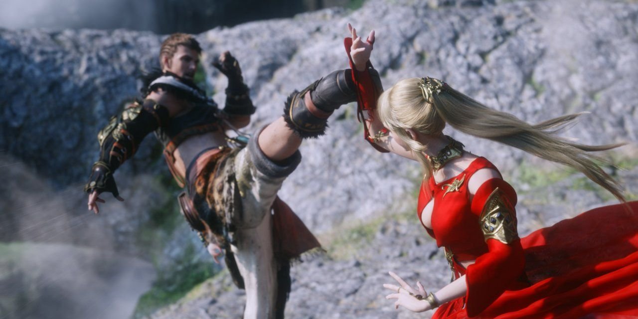 Warrior of light fighting Lyse in Final Fantasy 14 tormblood.
