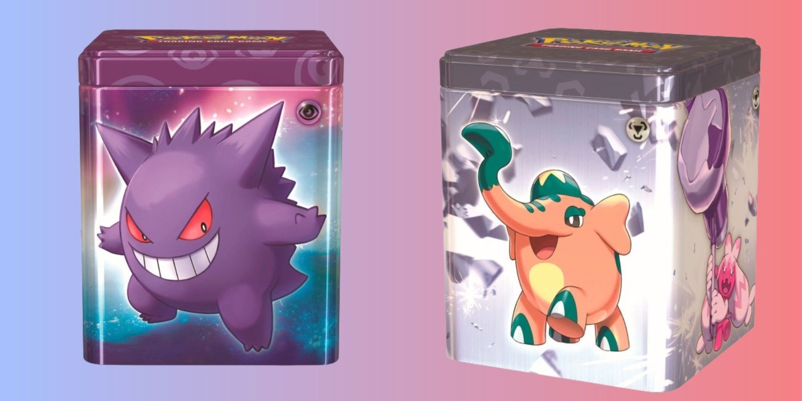 Pokemon x Fendi's Year Of The Dragon Collection Includes A Dragonite-Shaped Bag 4 pokemon stacking tins with gengar and cufant on them