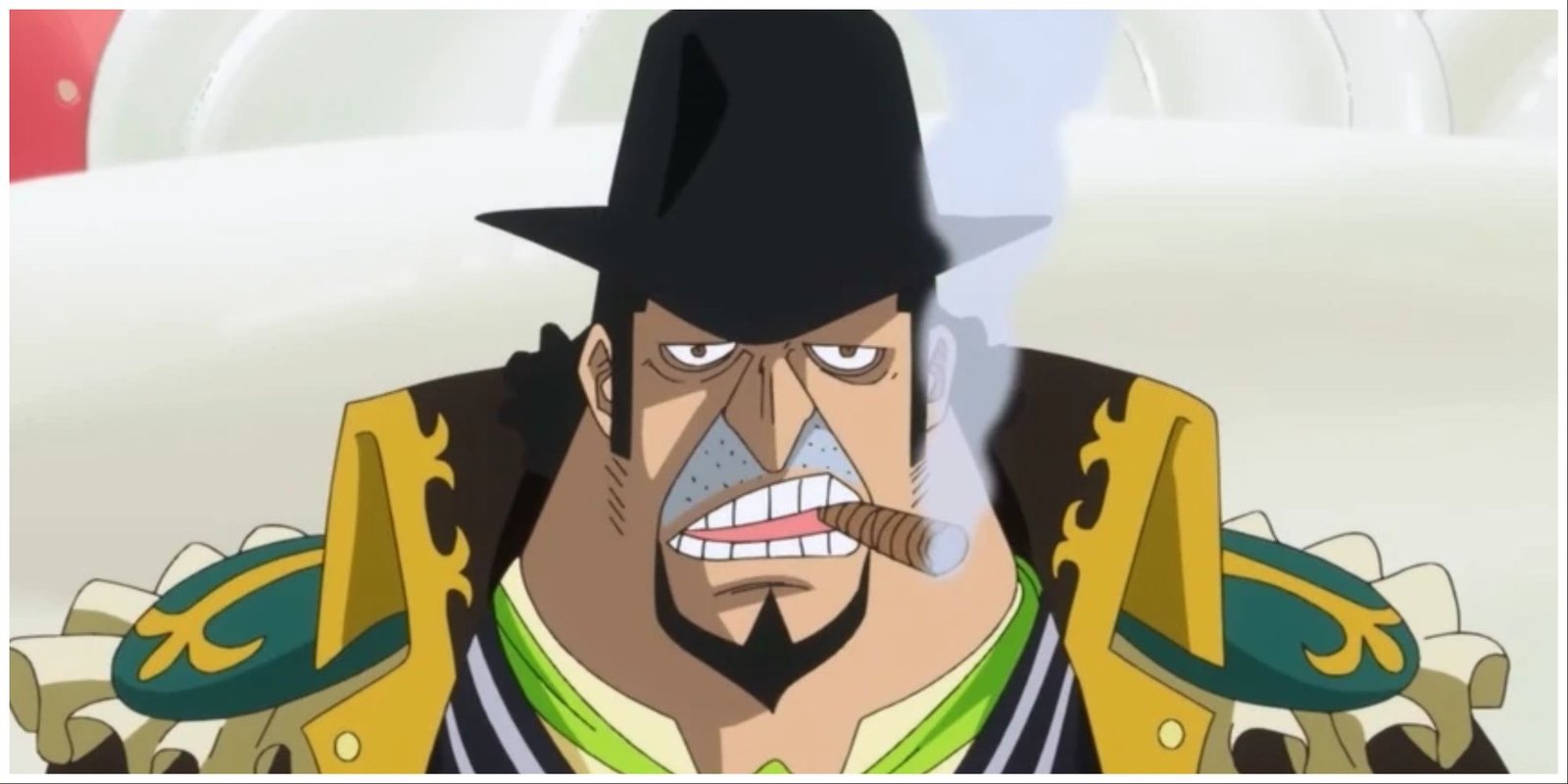 Capone Bege from One Piece smoking a cigar.