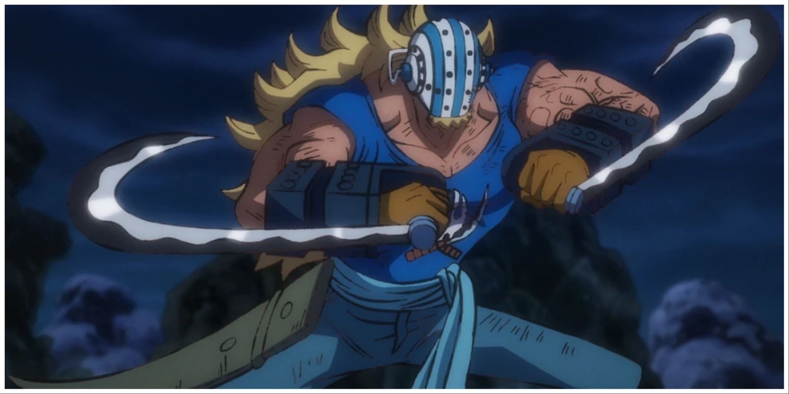Killer from One Piece, ready to fight with his Punisher hand blades.