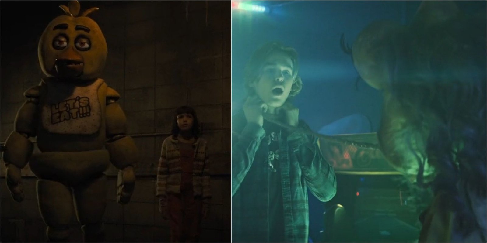 Five Nights At Freddy's Versus Willy's Wonderland: Chica With Abby And A Chameleon Choking Out A Civilian