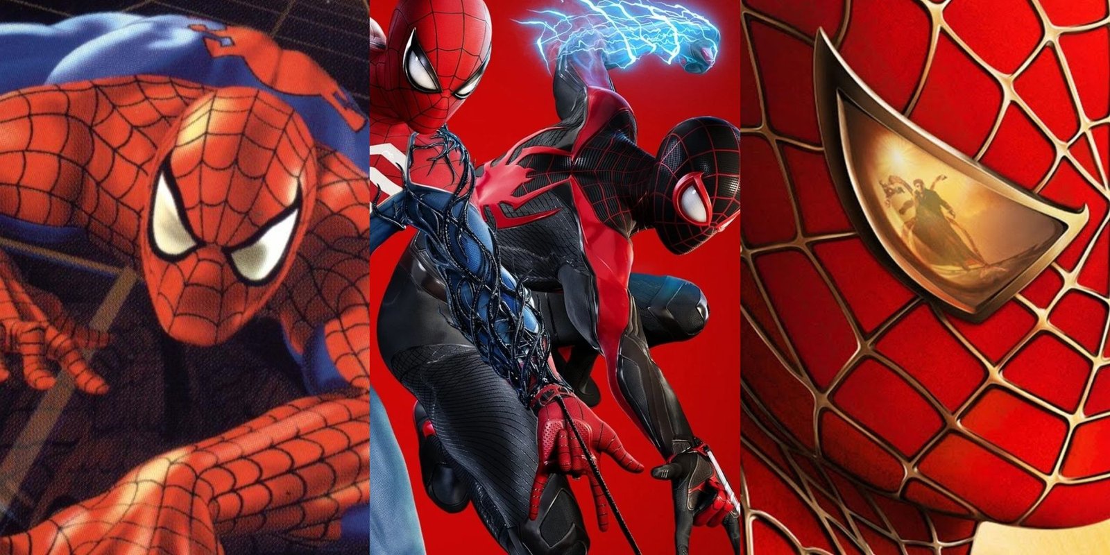 Best Spider-Man Live-Action Films 1 Cover art for Spider-Man PS1, Spider-Man 2 '04, and Spider-Man 2 PS5