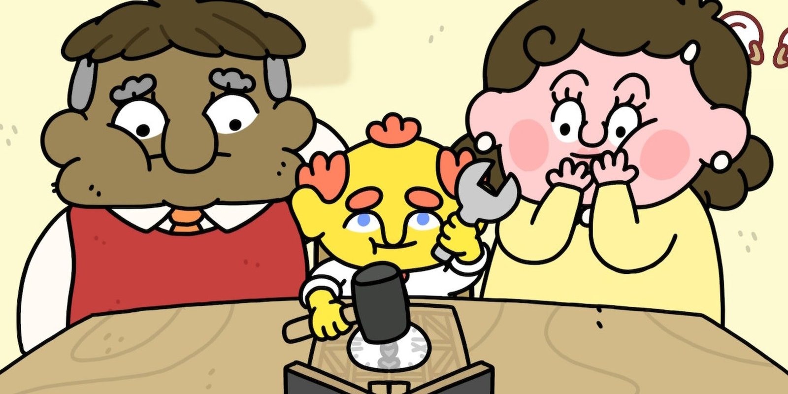 Game Of The Year Editor’s Pick, 2024 1 Lemonhead fixing clock with couple standing either side of him in Thank Goodness You're Here