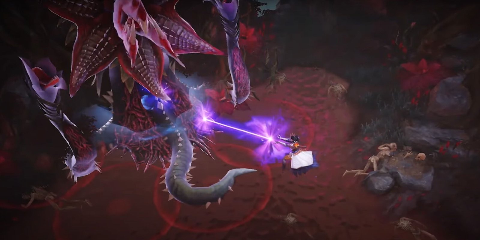 Firing a spell at a plant monster in Diablo Immortal