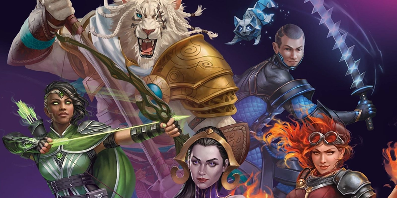 The Gathering Fan Creates Discworld Secret Lair 1 Magic The Gathering Ajani and other characters in front of a purple background on the box art of the Foundations Jumpstart set.