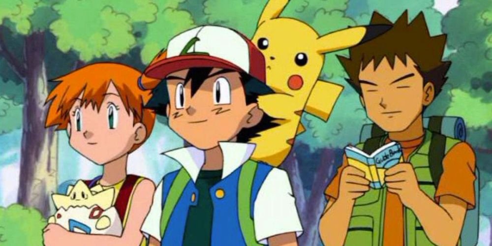 Ash, Misty, And Brock Standing Together From The Original Pokemon Anime
