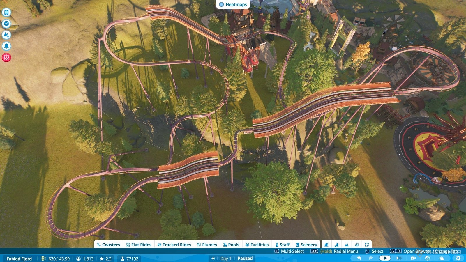 The player creates a custom coaster with three inversions for fabled Fjord scenario in Planet Coaster 2.