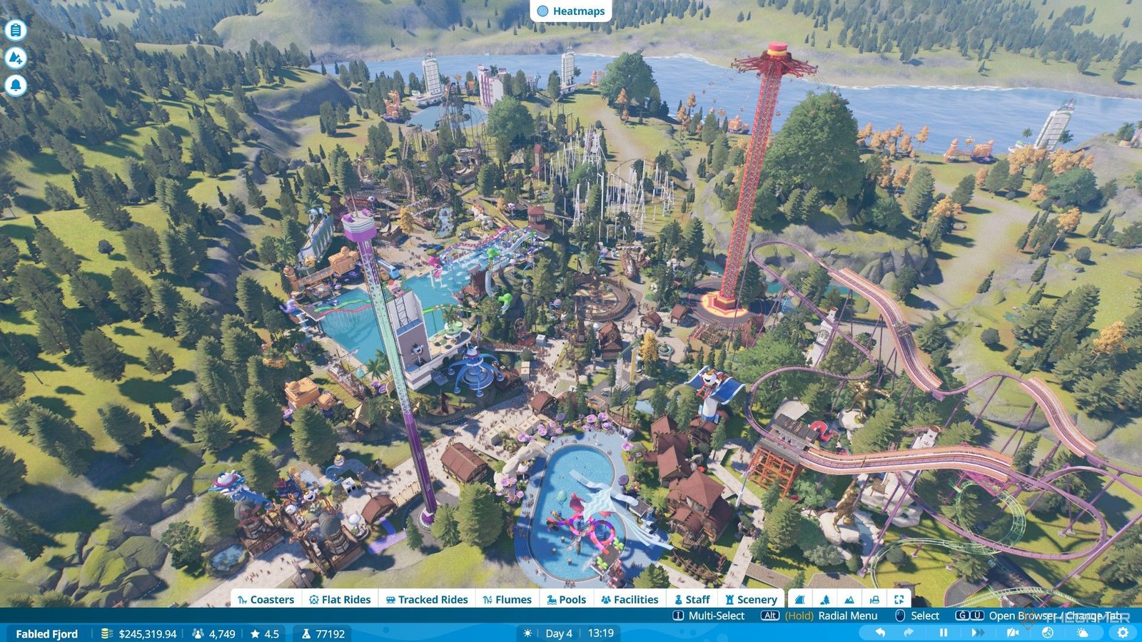 The player fully decorates Fabled Fjord park and completes all objectives in Planet Coaster 2.
