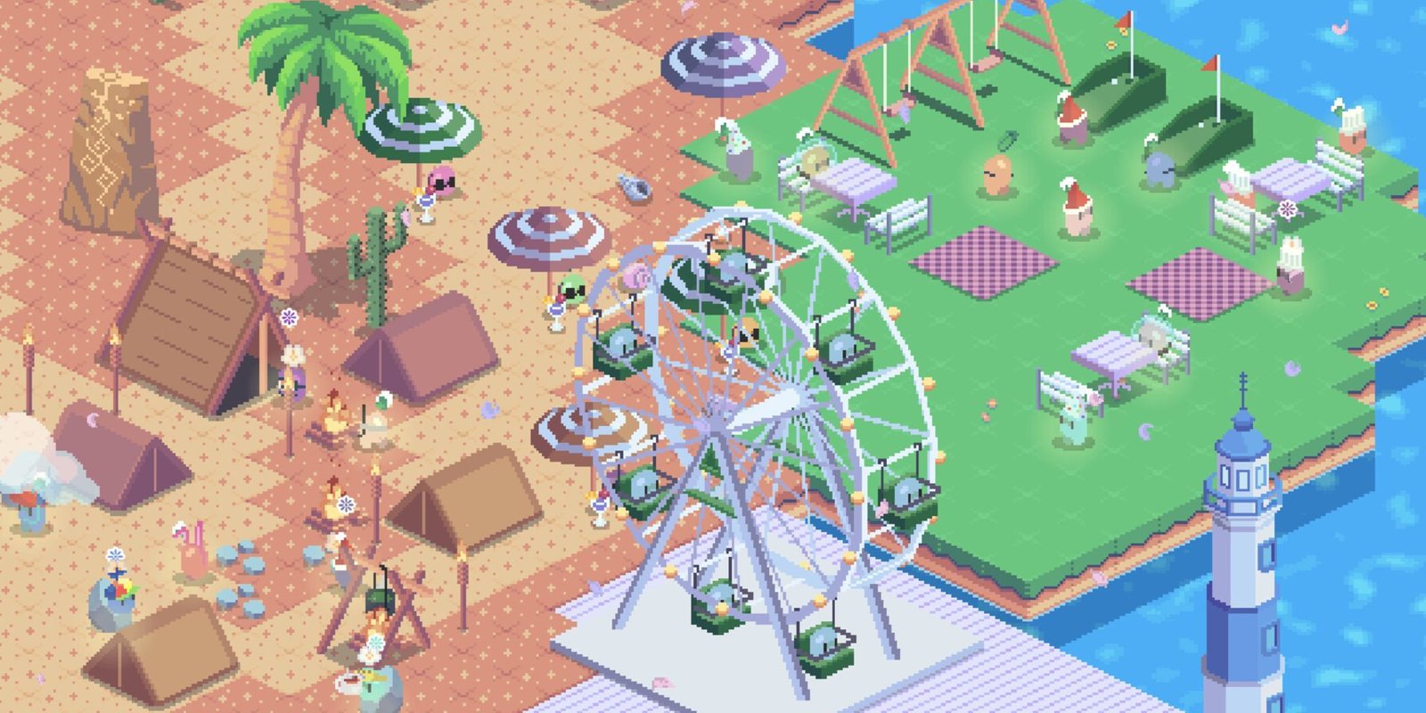 A photo of a mini city within the game Gourdlets.