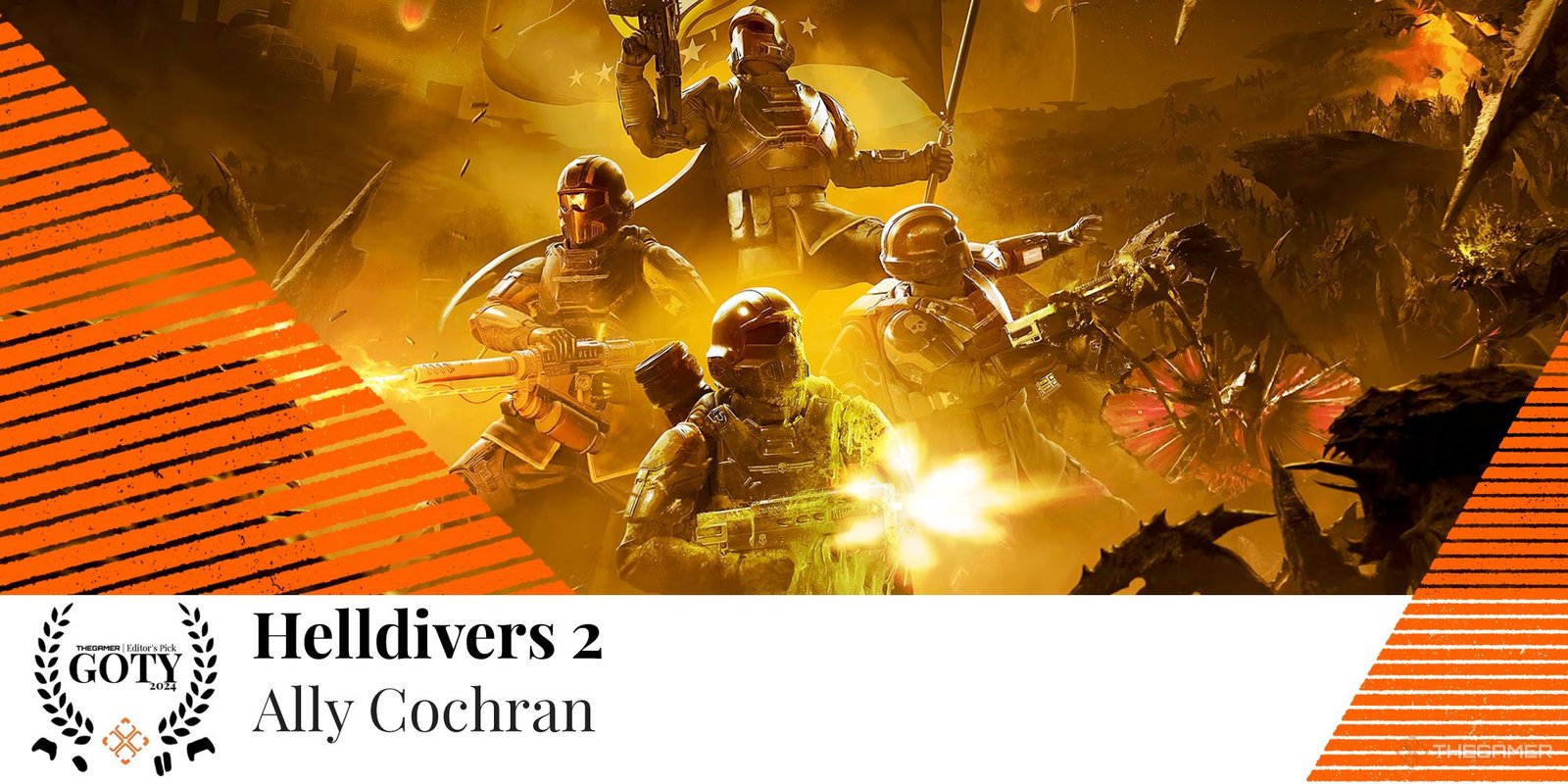 A photo of Helldivers 2 key art featuring how it is Ally Cochran's GOTY.