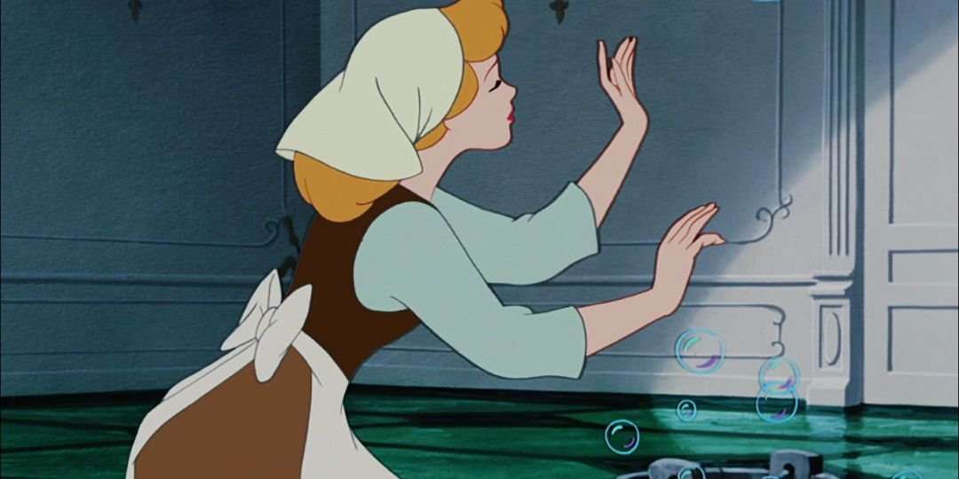 Cinderella poses with bubbles.