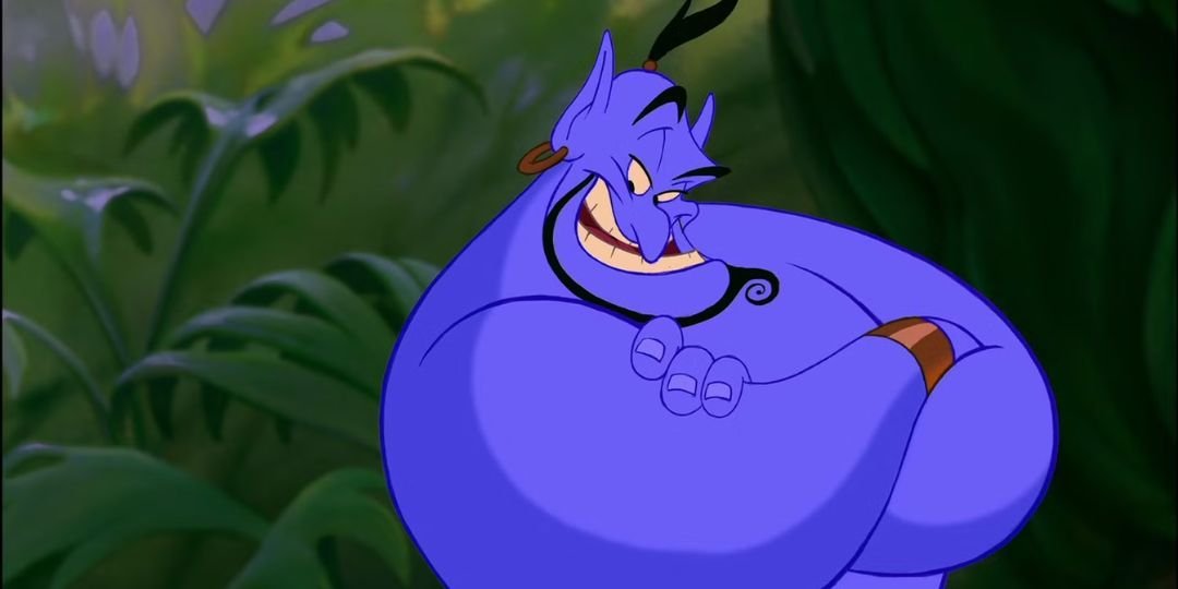 The Genie stands smugly.