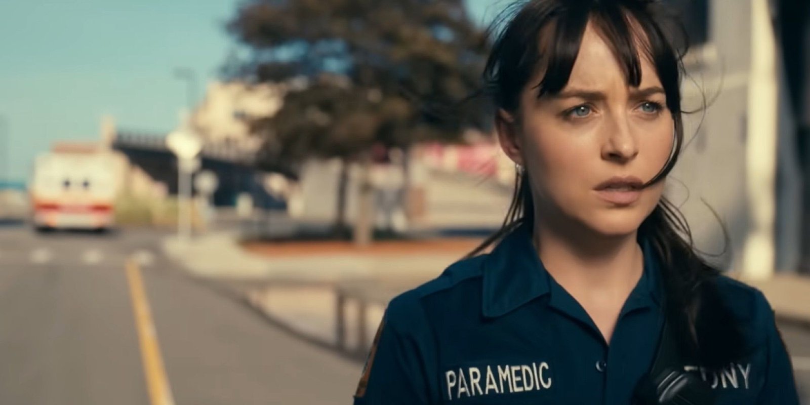 Dakota Johnson in a paramedic's uniform in Madame Web