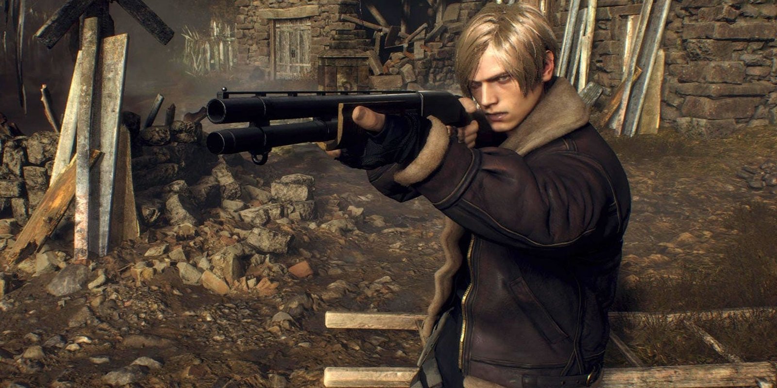 Ranking Resident Evil Characters But Number Of Appearances 12 Leon Kennedy aiming a shotgun in Resident Evil 4 Remake.