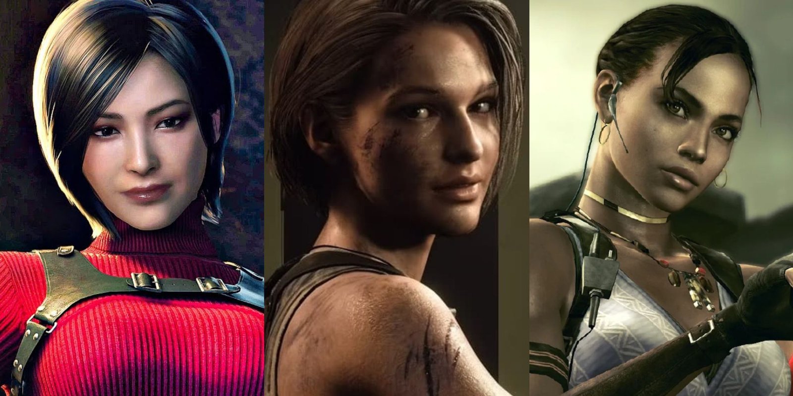 Ranking Resident Evil Characters But Number Of Appearances 4 A split image of Ada Wong, Jill Valentine, and Sheva Alomar in the Resident Evil series
