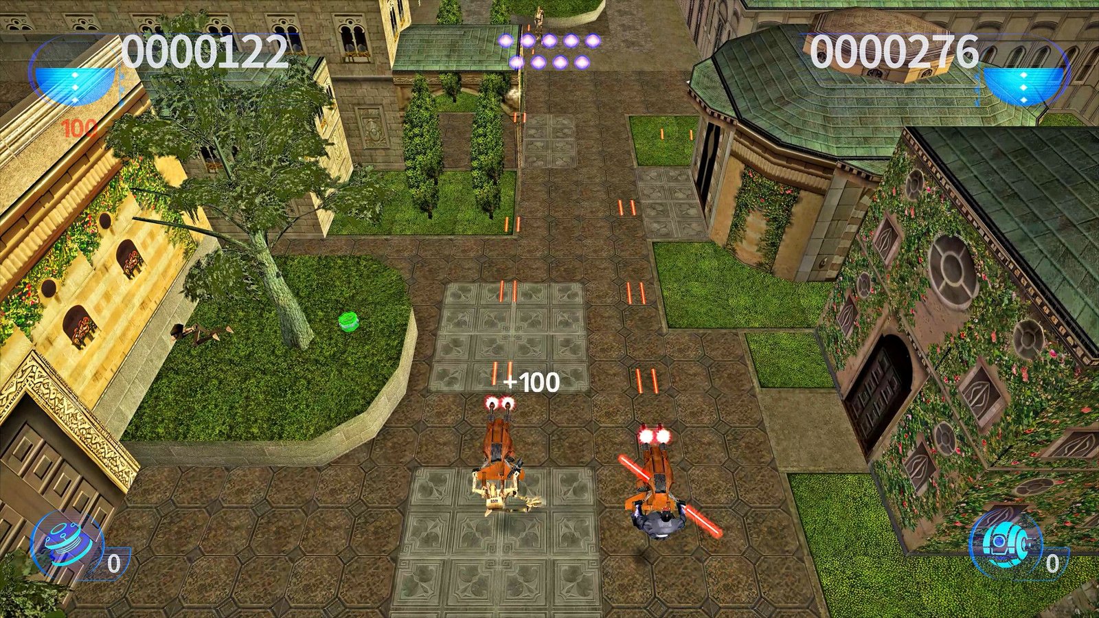 The player rides a drode speeder in Star Wars: Jedi Power Battles. 
