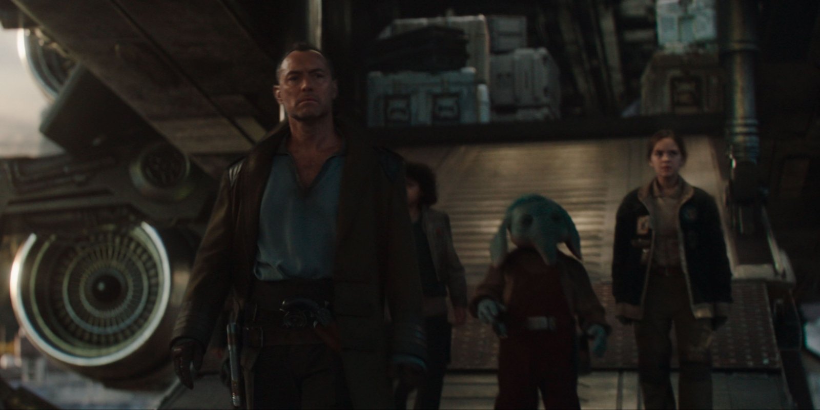 Jude Law and crew in Star Wars Skeleton Crew