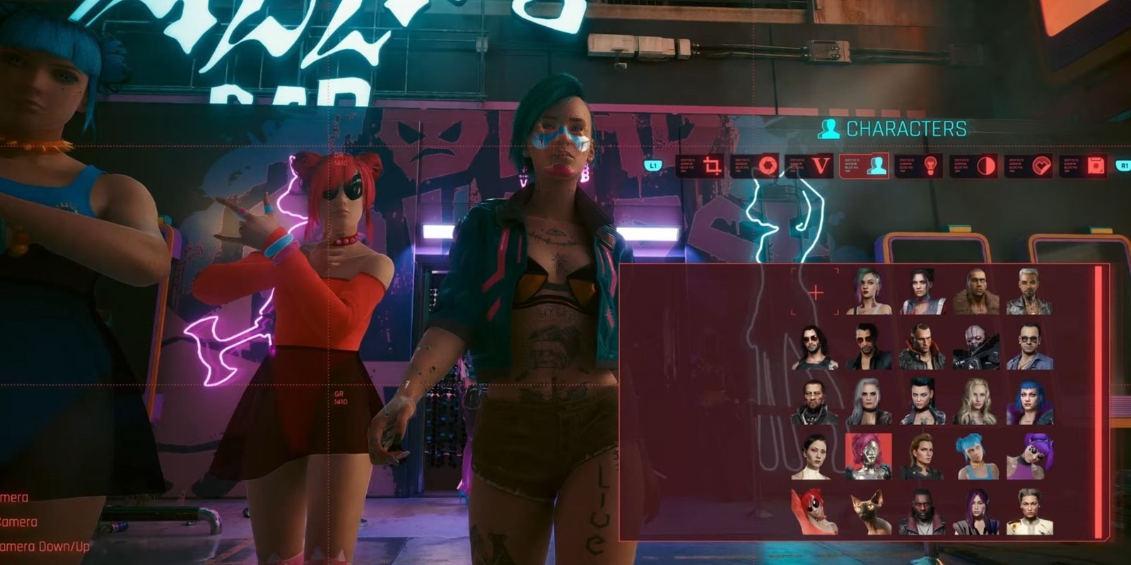 The new photo mode options in Cyberpunk 2077, letting players spawn in NPCs