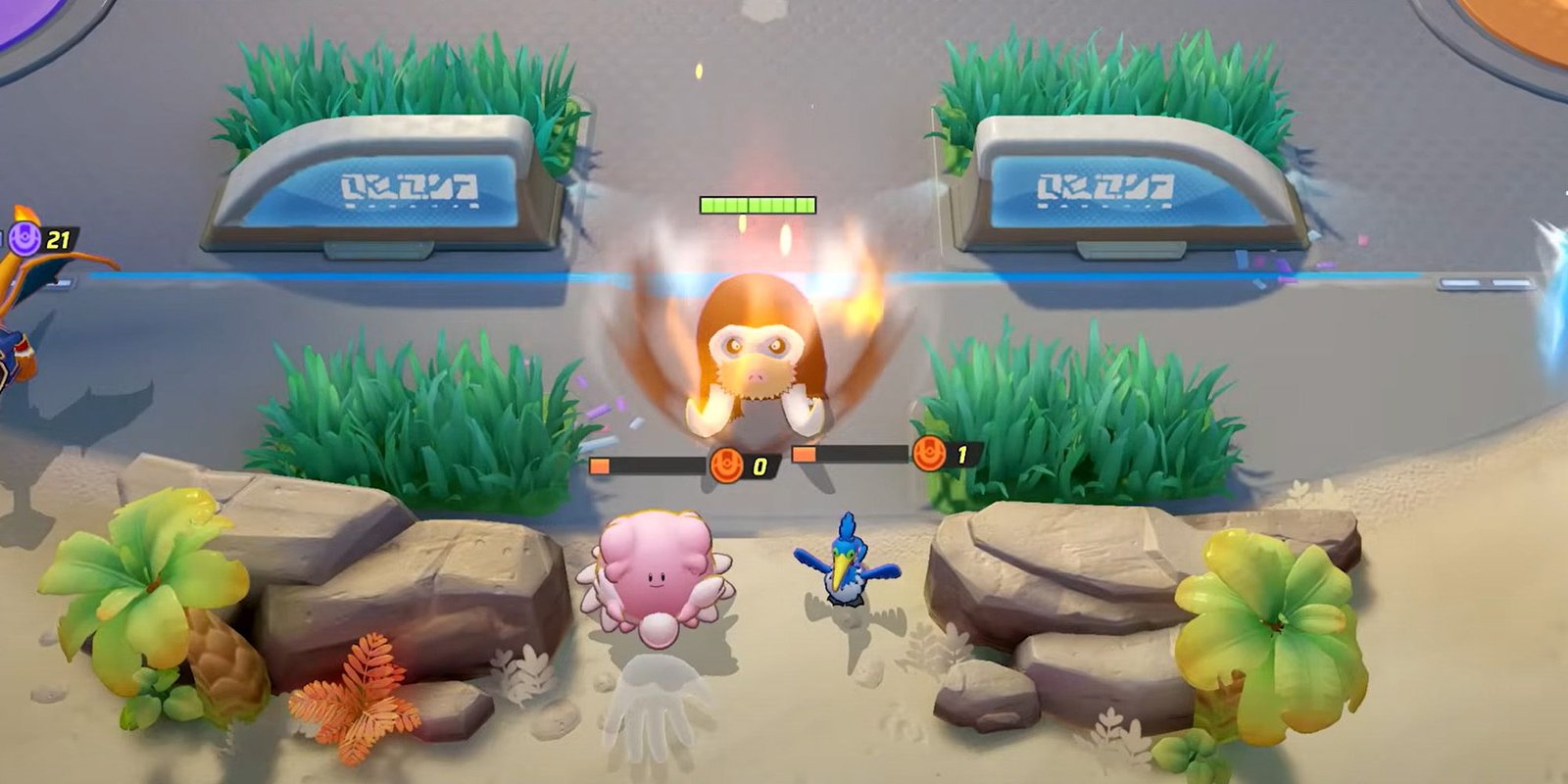 I Just Want Every Leaver To Get Perma-Banned 1 Mamoswine attacking Blissey in Pokemon Unite.