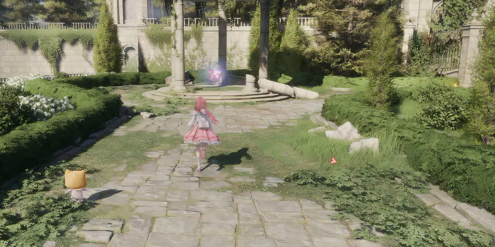 Infinity Nikki's Hidden Whimstars Are The Best Part Of The Game 1 Nikki running toward a Whimstar inside of the Memorial Mountains ruins.