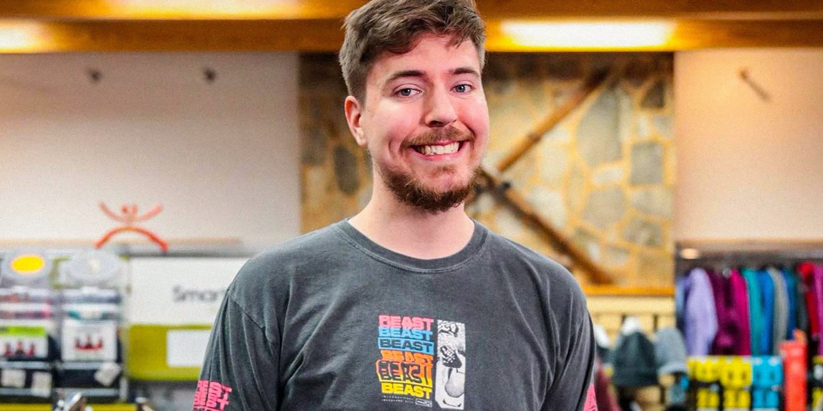MrBeast smiling for a photo in a store