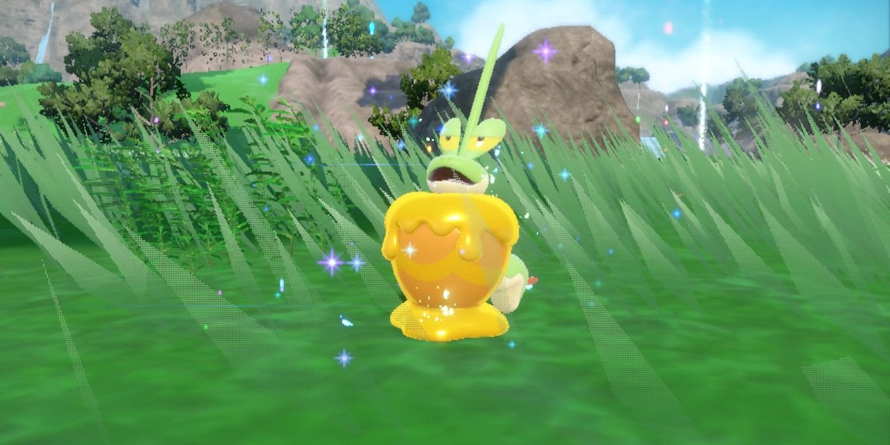 The First Ever Pokemon Live Action TV Show Isn't Really About Pokemon 1 A shiny Dipplin with glittering stars around in Pokemon Scarlet & Violet:The Teal Mask.